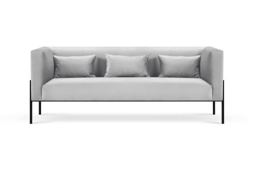 3-osobowa sofa Nina jasno szara aksamit na wysokich nogach