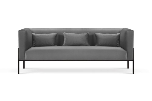 3-osobowa sofa Nina ciemno szara aksamit na wysokich nogach