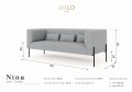 3-osobowa sofa Nina ciemno szara aksamit na wysokich nogach