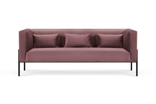 3-osobowa sofa Nina różowa aksamit na wysokich nogach