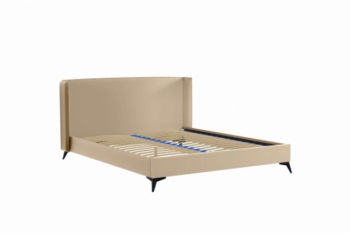 Łóżko tapicerowane aksamit beż Folla