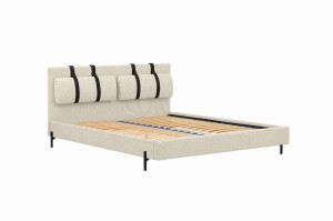 Łóżko tapicerowane z zagłówkiem boucle jasny beż Scatola