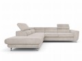 Sofa narożna rozkładana Mario beżowa na srebrnych nóżkach do salonu