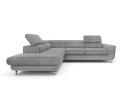Sofa narożna rozkładana Mario jasno szara na srebrnych nóżkach