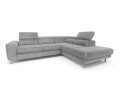 Sofa narożna rozkładana Mario jasno szara na srebrnych nóżkach