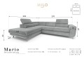 Sofa narożna rozkładana Mario ciemno szara na srebrnych nóżkach