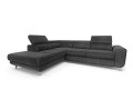 Sofa narożna rozkładana Mario ciemno szara na srebrnych nóżkach