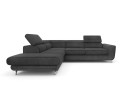 Sofa narożna rozkładana Mario ciemno szara na srebrnych nóżkach