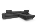 Sofa narożna rozkładana Mario ciemno szara na srebrnych nóżkach