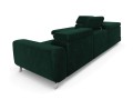 Sofa narożna rozkładana Mario butelkowa zieleń na srebrnych nóżkach