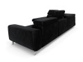 Sofa narożna rozkładana Mario czarna na srebrnych nóżkach do salonu