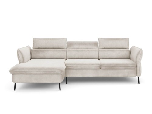 Narożnik z funkcją spania Valentina beżowy aksamit