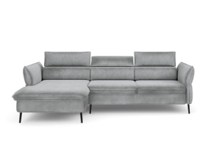 Narożnik z funkcją spania Valentina jasno szary aksamit