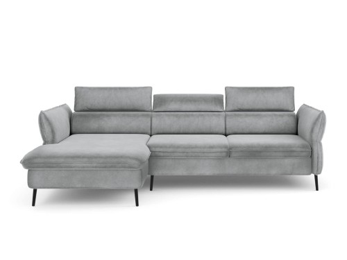 Narożnik z funkcją spania Valentina jasno szary aksamit