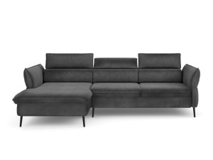 Narożnik z funkcją spania Valentina ciemno szary aksamit