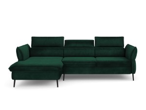 Narożnik z funkcją spania Valentina butelkowa zieleń aksamit