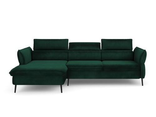 Narożnik z funkcją spania Valentina butelkowa zieleń aksamit