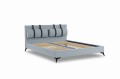 Łóżko tapicerowane z zagłówkieme aksamit szaro-błękitny Scatola