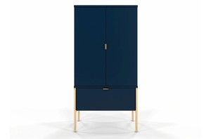 Elegancka granatowa komoda Polka na złotych nogach