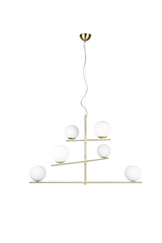 Nowoczesny żyrandol Pure 6 złoty mleczne kule