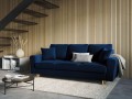 Rozkładana 3-osobowa sofa Moghan atramentowa na złotych nóżkach