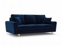 Rozkładana 3-osobowa sofa Moghan atramentowa na złotych nóżkach