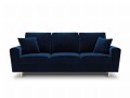 Rozkładana 3-osobowa sofa Moghan atramentowa na złotych nóżkach