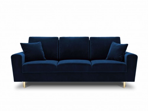 Rozkładana 3-osobowa sofa Moghan atramentowa na złotych nóżkach