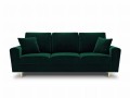 Rozkładana 3-osobowa sofa Moghan butelkowa zieleń na złotych nóżkach