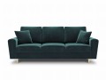 Rozkładana 3-osobowa sofa Moghan morska na złotych nóżkach