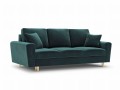 Rozkładana 3-osobowa sofa Moghan morska na złotych nóżkach