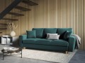 Rozkładana 3-osobowa sofa Moghan morska na złotych nóżkach