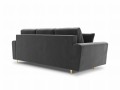 Rozkładana 3-osobowa sofa Moghan szara na złotych nóżkach