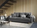 Rozkładana 3-osobowa sofa Moghan szara na złotych nóżkach