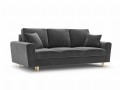 Rozkładana 3-osobowa sofa Moghan szara na złotych nóżkach