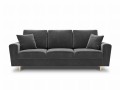 Rozkładana 3-osobowa sofa Moghan szara na złotych nóżkach