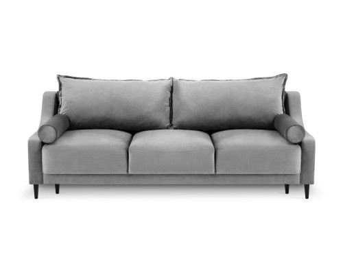 3-osobowa sofa z funkcją spania do salonu Rutile Lea jasny szary aksamit