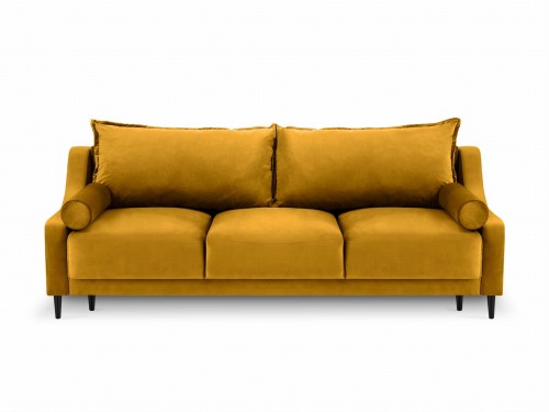 3-osobowa sofa z funkcją spania do salonu Rutile Lea żółty aksamit