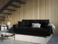 Rozkładana 3-osobowa sofa Moghan czarna na metalowych nóżkach