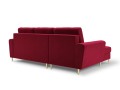 Rozkładana sofa narożna Moghan bordowa na złotych nóżkach