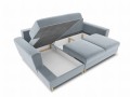Rozkładana sofa narożna Moghan błękitna na złotych nóżkach