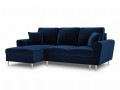 Rozkładana sofa narożna Moghan atramentowa na złotych nóżkach