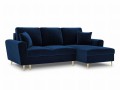 Rozkładana sofa narożna Moghan atramentowa na złotych nóżkach