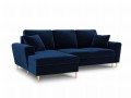 Rozkładana sofa narożna Moghan atramentowa na złotych nóżkach