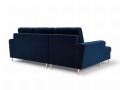 Rozkładana sofa narożna Moghan atramentowa na złotych nóżkach