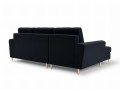 Rozkładana sofa narożna Moghan ciemny granat na złotych nóżkach