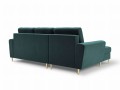 Rozkładana sofa narożna Moghan morski na złotych nóżkach