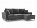 Rozkładana sofa narożna Moghan szary na złotych nóżkach