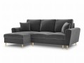 Rozkładana sofa narożna Moghan szary na złotych nóżkach