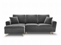 Rozkładana sofa narożna Moghan szary na złotych nóżkach